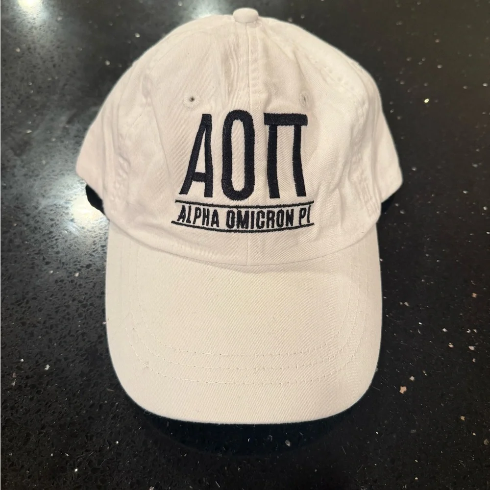 White Alpha Omicron Pi Dads Weekend Hat